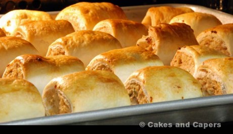 Thai style sausage rolls in oven